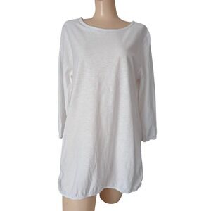 Ex Voto Linen Cotton Oversized Knit Tunic Top Small High Low Stretch Long Sleeve